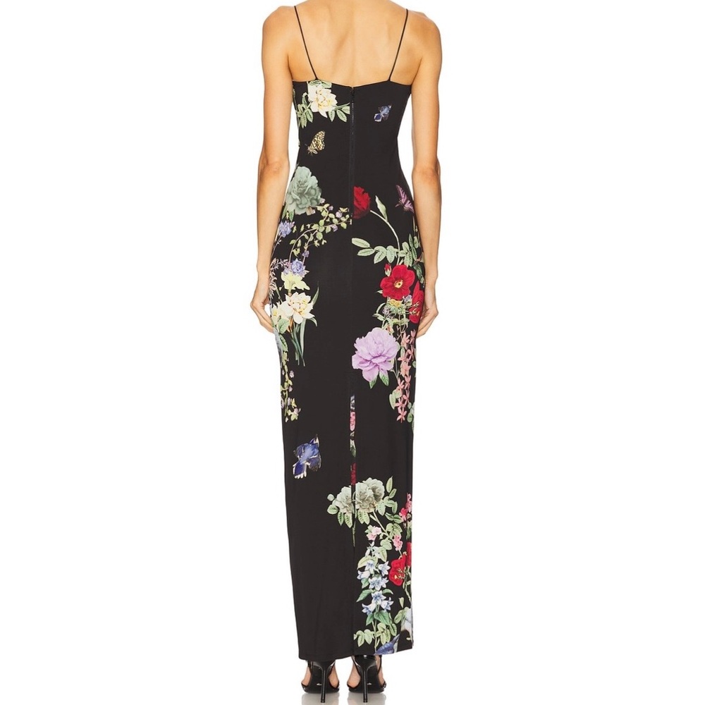 Alice + Olivia Fifu Black Floral Slip Maxi Dress with Multicolor Blooms size 12 - Picture 3 of 10